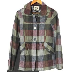 Vintage Y2K Volcom Plaid Jacket S Lined Coat Skater Scene Punk Wool Blend Bella‎